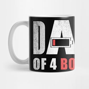 Dad of 4 four boys low battery gift for father's day Mug